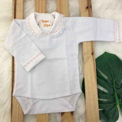 body branco com gola bordada rose com perolas body branco com gola bordada rose com perolas